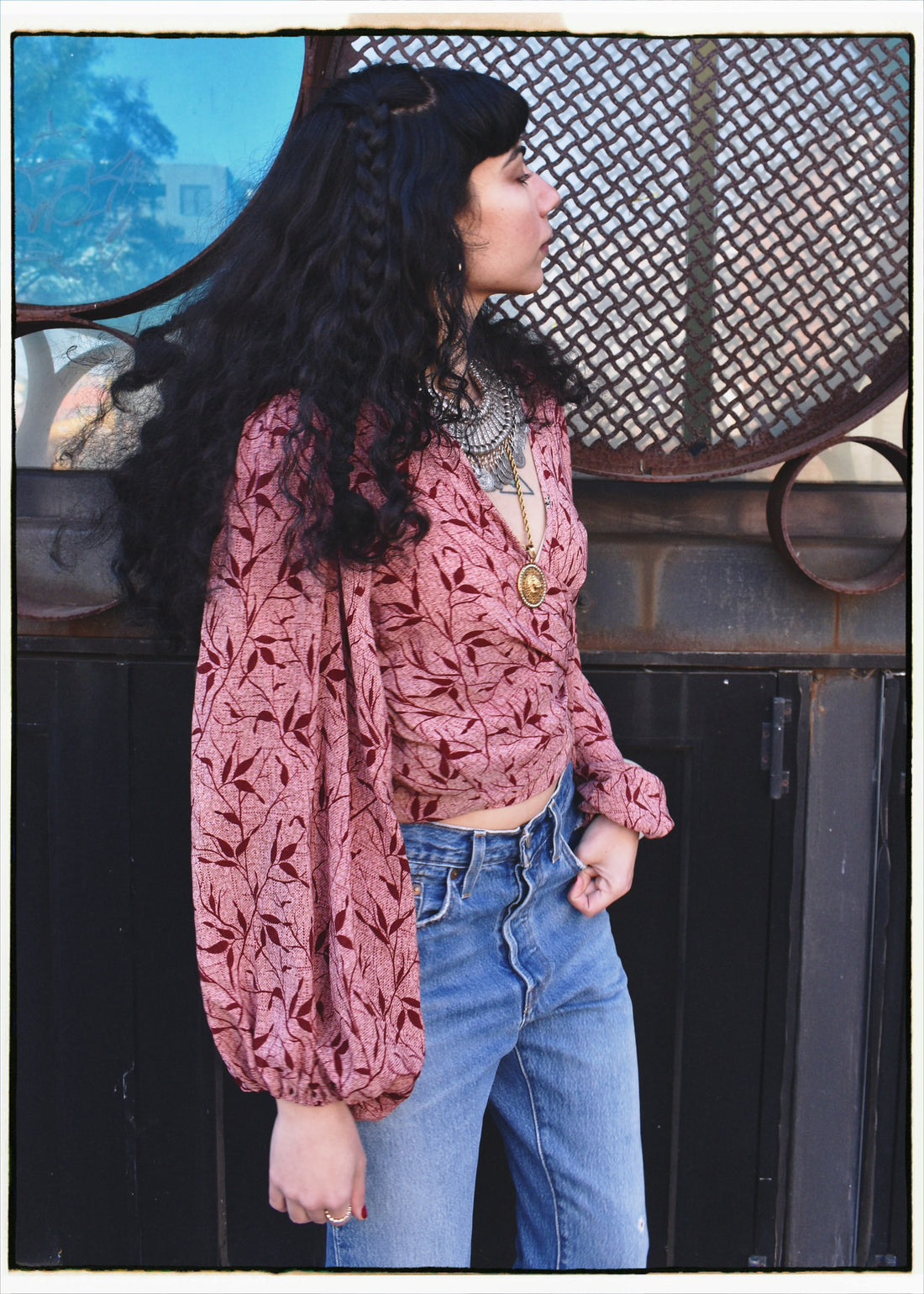 Hoya Silk Crepe Balloon Sleeve Wrap Top ~ Shortcake S