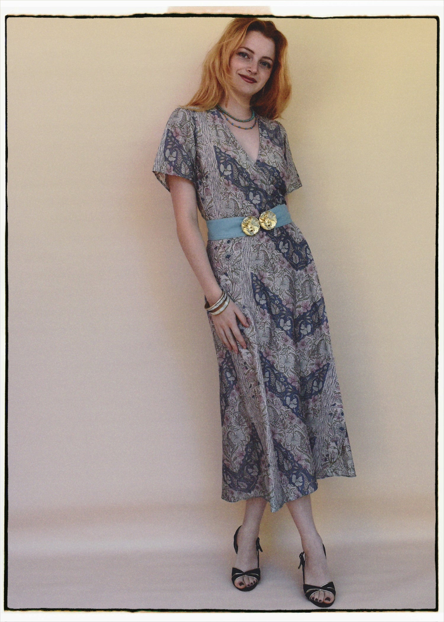 Liatris Silk Crepe Flutter Sleeve Wrap Dress ~ Aura XS