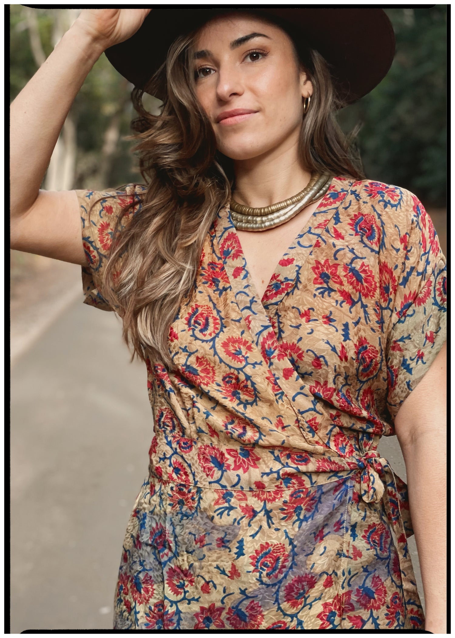 Bassia Silk Crepe Cross Tie Front Blouse ~ Golden XS