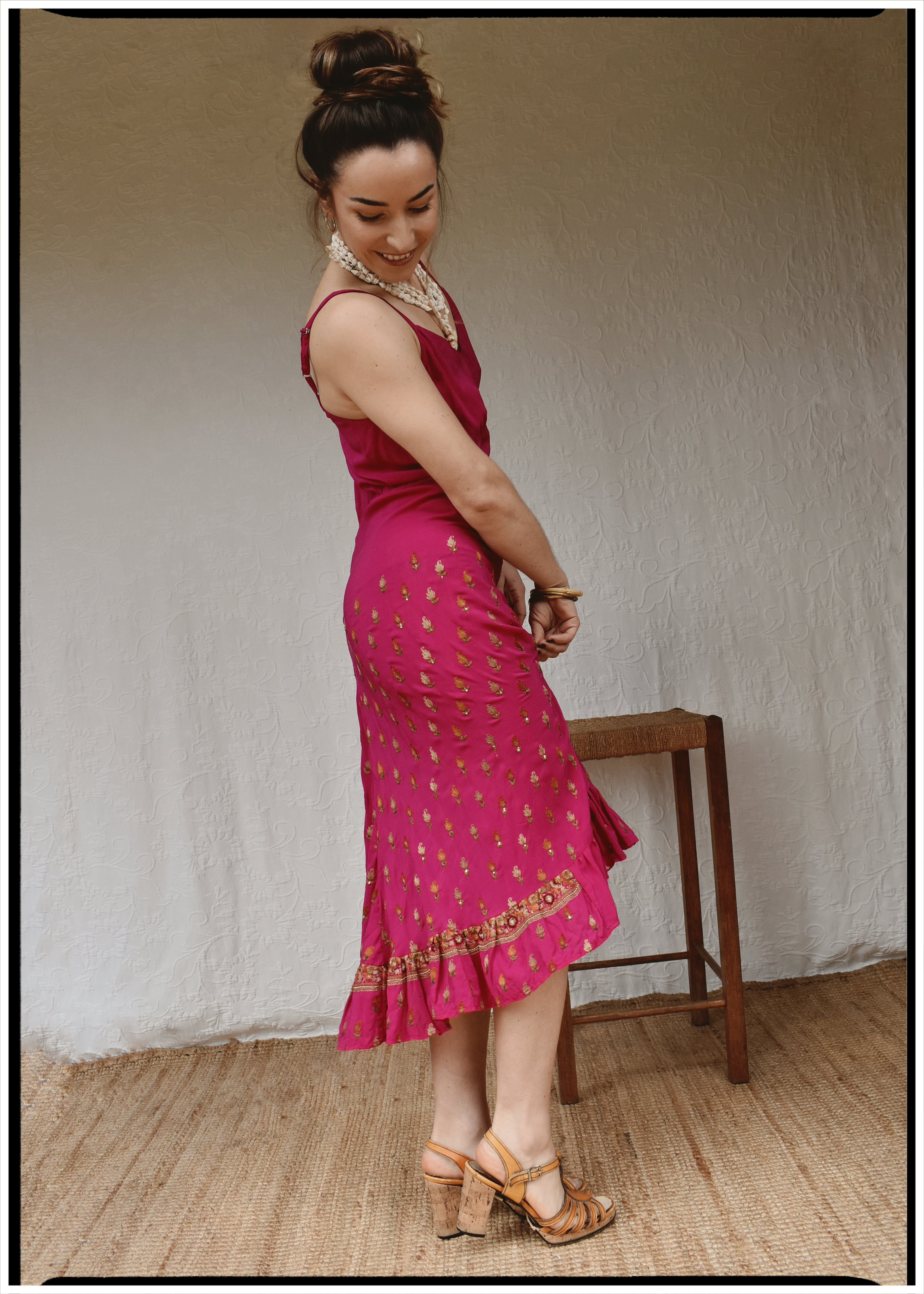 Rumex Silk Slip Dress ~ Flambe M