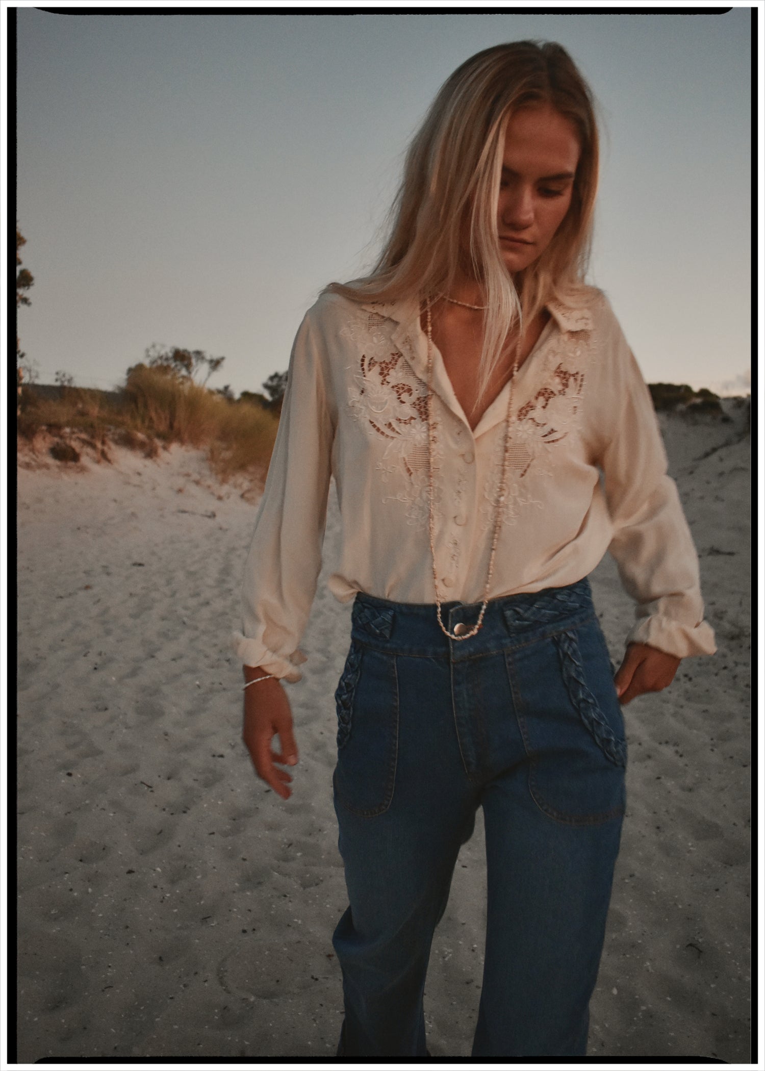 Tilia Silk Cut-Work Embroidered Shirt ~ Antique White