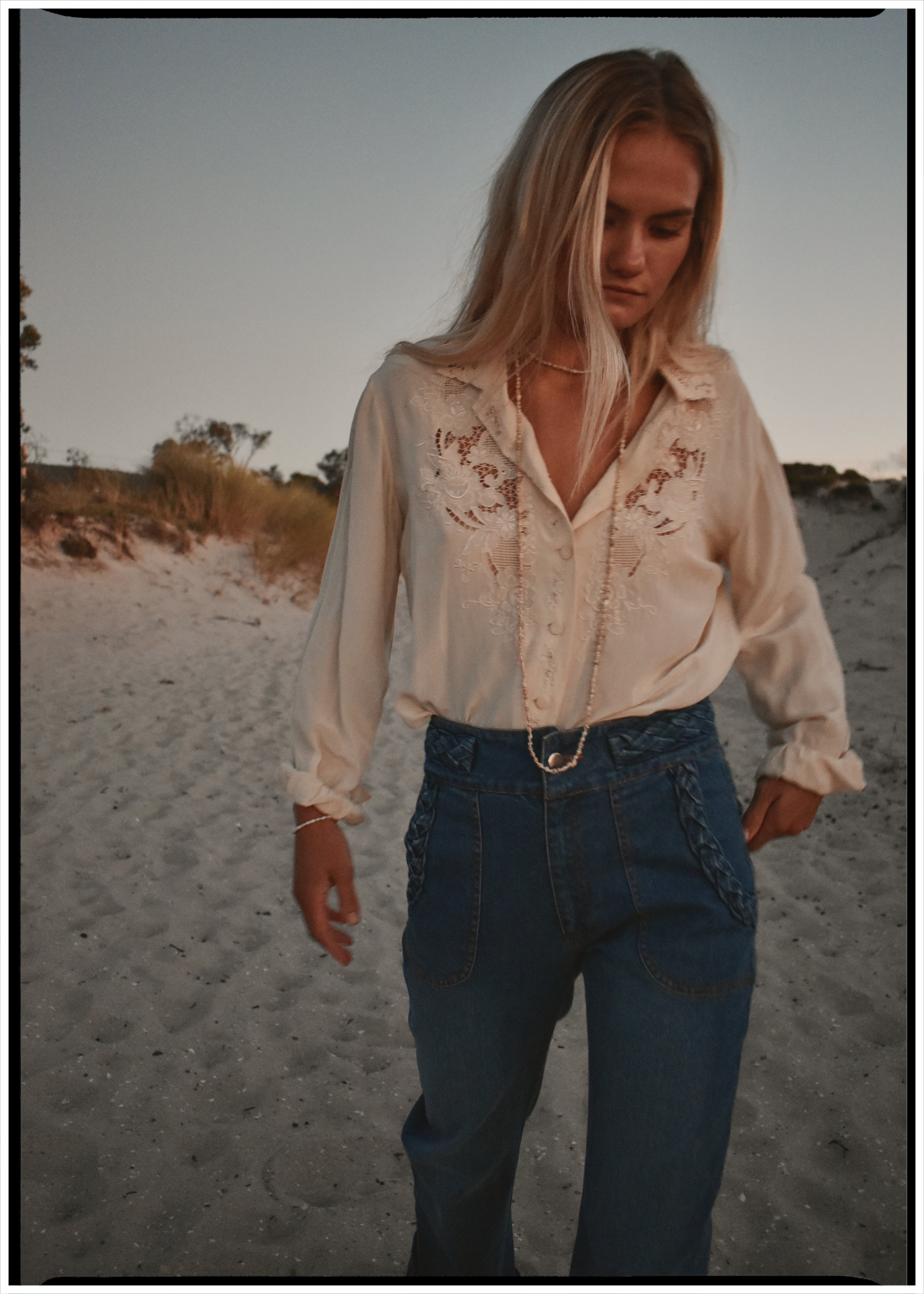 Tilia Silk Cut-Work Embroidered Shirt ~ Antique White