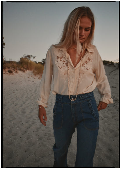 Tilia Silk Cut-Work Embroidered Shirt ~ Antique White