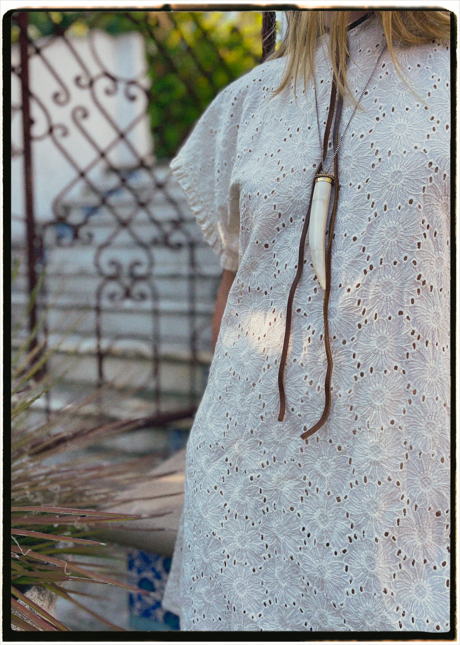 Bursera Schiffli Embroidered Cotton Tunic Dress