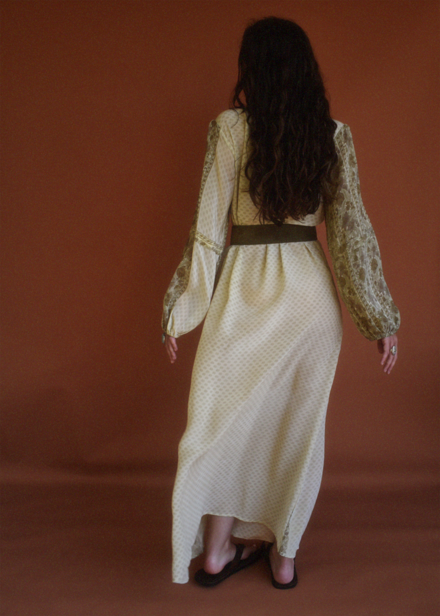 Zea Silk Crepe Kaftan Maxi Dress ~  Harvest XL