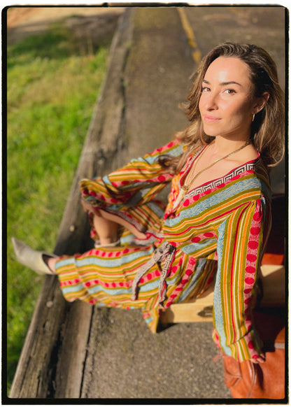Caladium Wrap Silk Dress ~ Karanda M