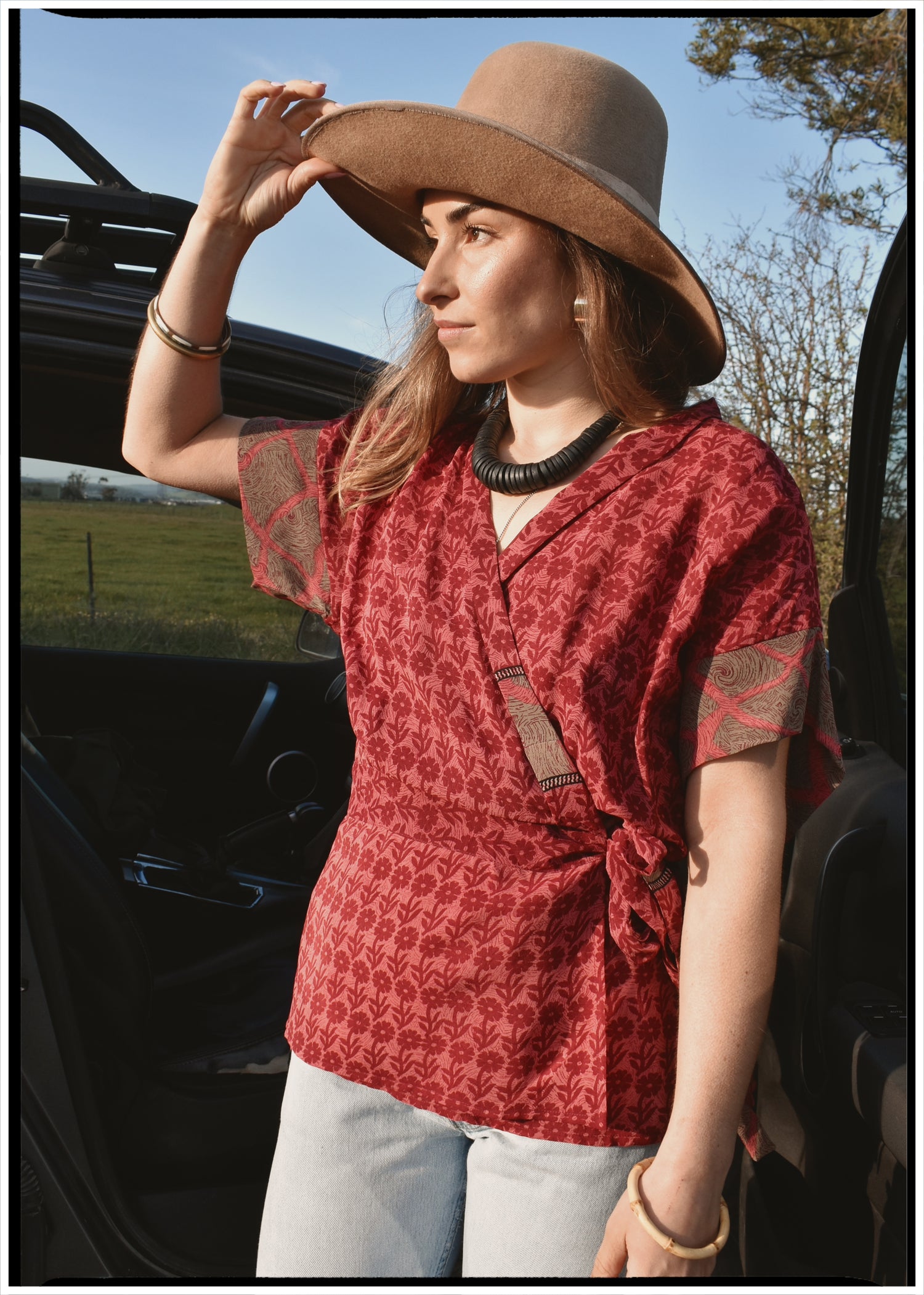Bassia Silk Crepe Cross Tie Front Blouse ~ Georgia L