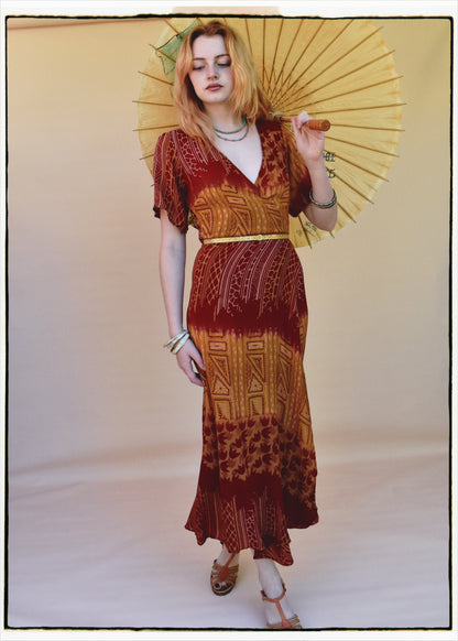 Liatris Silk Crepe Flutter Sleeve Wrap Dress ~ Topaz XS