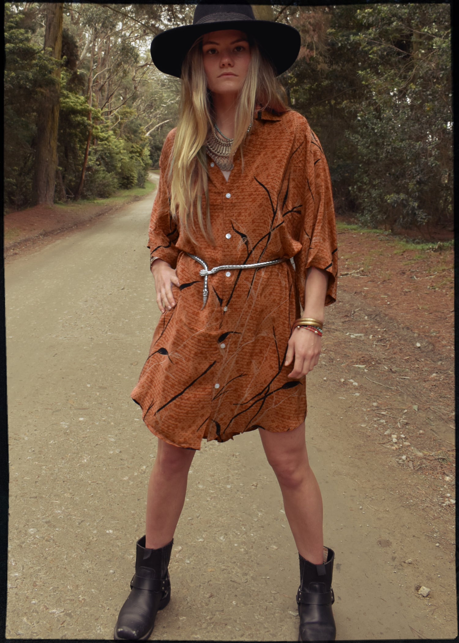 Astralagus Silk Crepe Oversized Shirt ~ Autumn
