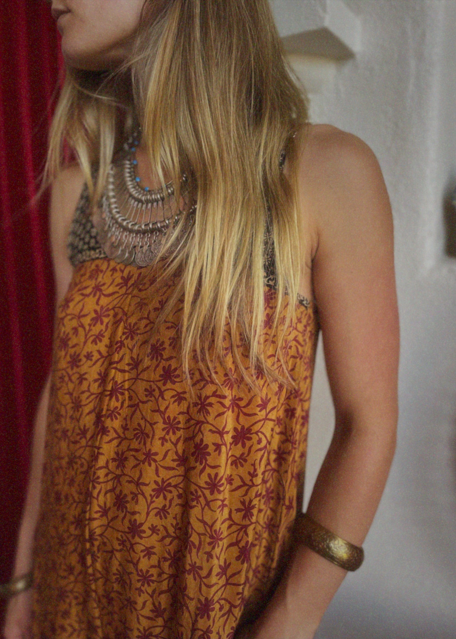 Eustoma Silk Crepe Swing Maxi Dress ~ Wren XS