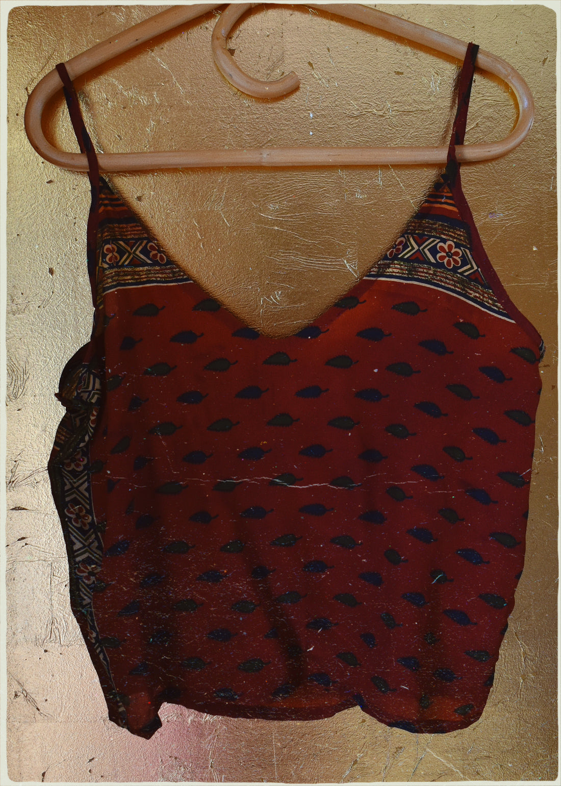 Reseda Silk Crepe Camisole Top ~ Cyan M
