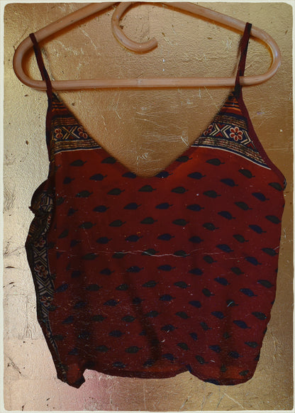 Reseda Silk Crepe Camisole Top ~ Cyan M