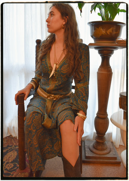 Zea Silk Crepe Kaftan Maxi Dress ~  Cleopatra L