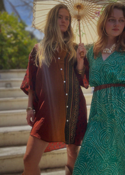 Astralagus Silk Crepe Oversized Shirt ~ Safari