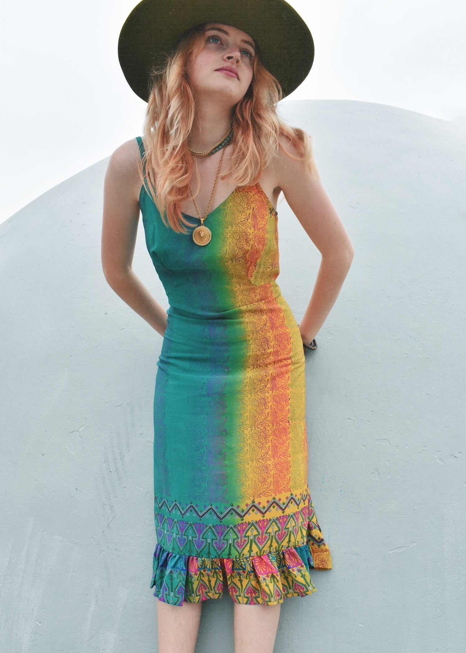 Rumex Silk Slip Dress ~ Flamenco XL