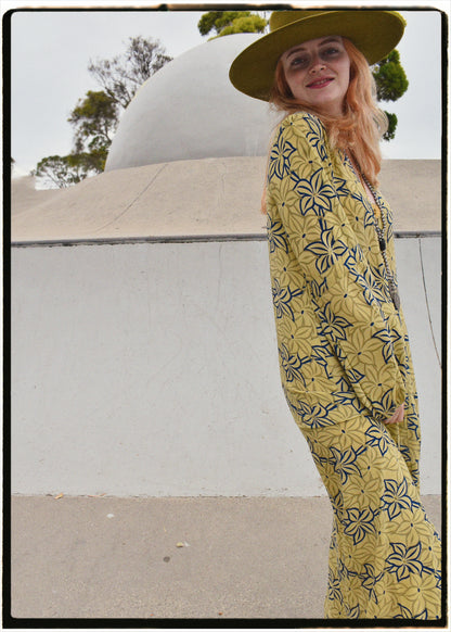 Zea Silk Crepe Kaftan Maxi Dress ~  Palm XS