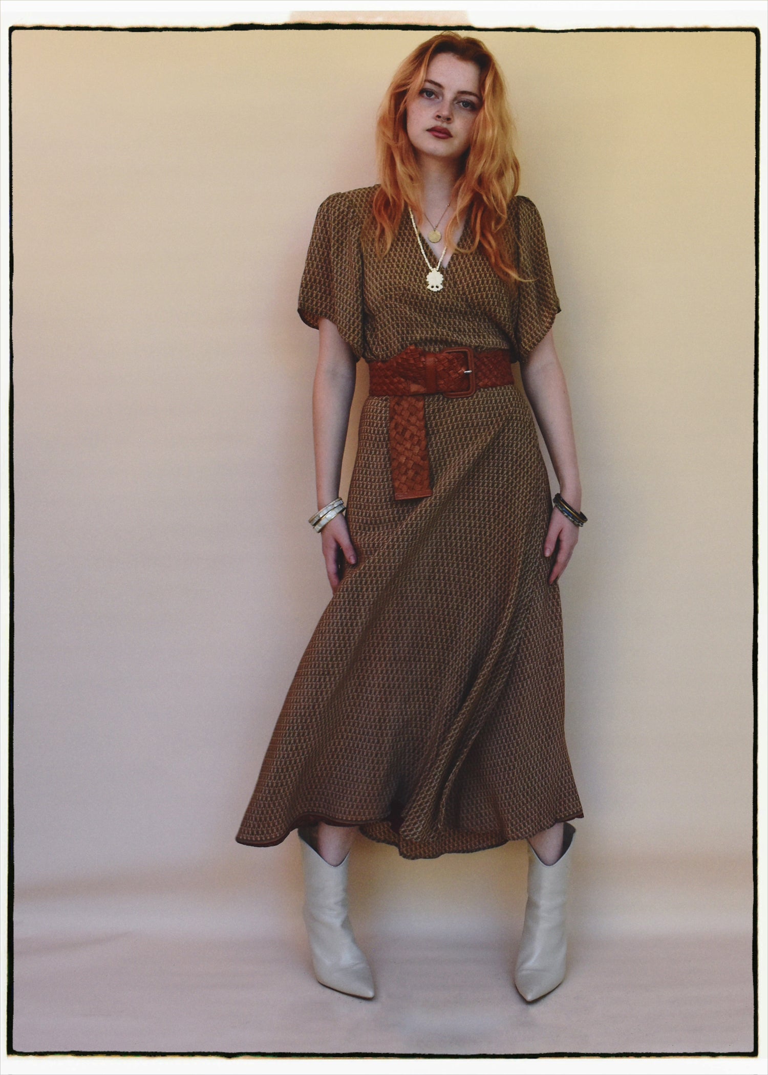 Liatris Silk Crepe Flutter Sleeve Wrap Dress ~ Macaroon L