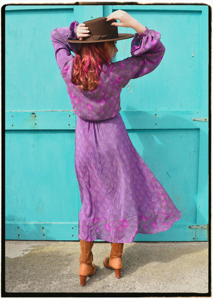 Caladium Wrap Silk Dress ~ Orchid L
