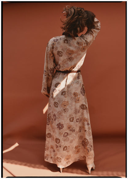 Zea Silk Crepe Kaftan Maxi Dress ~  Flora XS