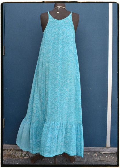Eustoma Silk Crepe Swing Maxi Dress ~ Curacao XL
