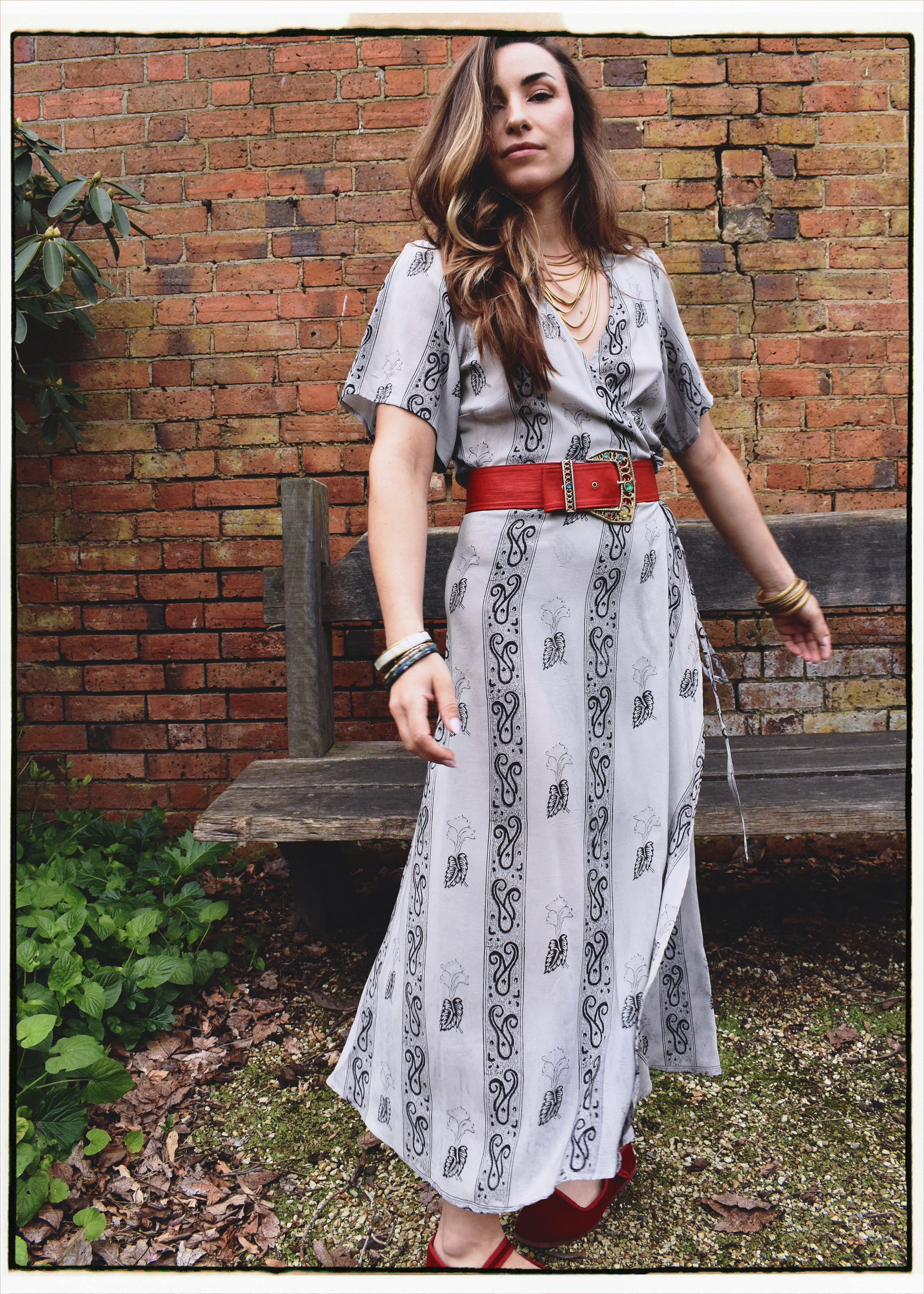 Liatris Silk Crepe Flutter Sleeve Wrap Dress ~ Nimbus M