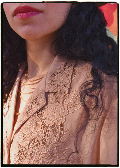 Tilia Silk Crepe Cut-Work Embroidered Shirt ~ Nougat