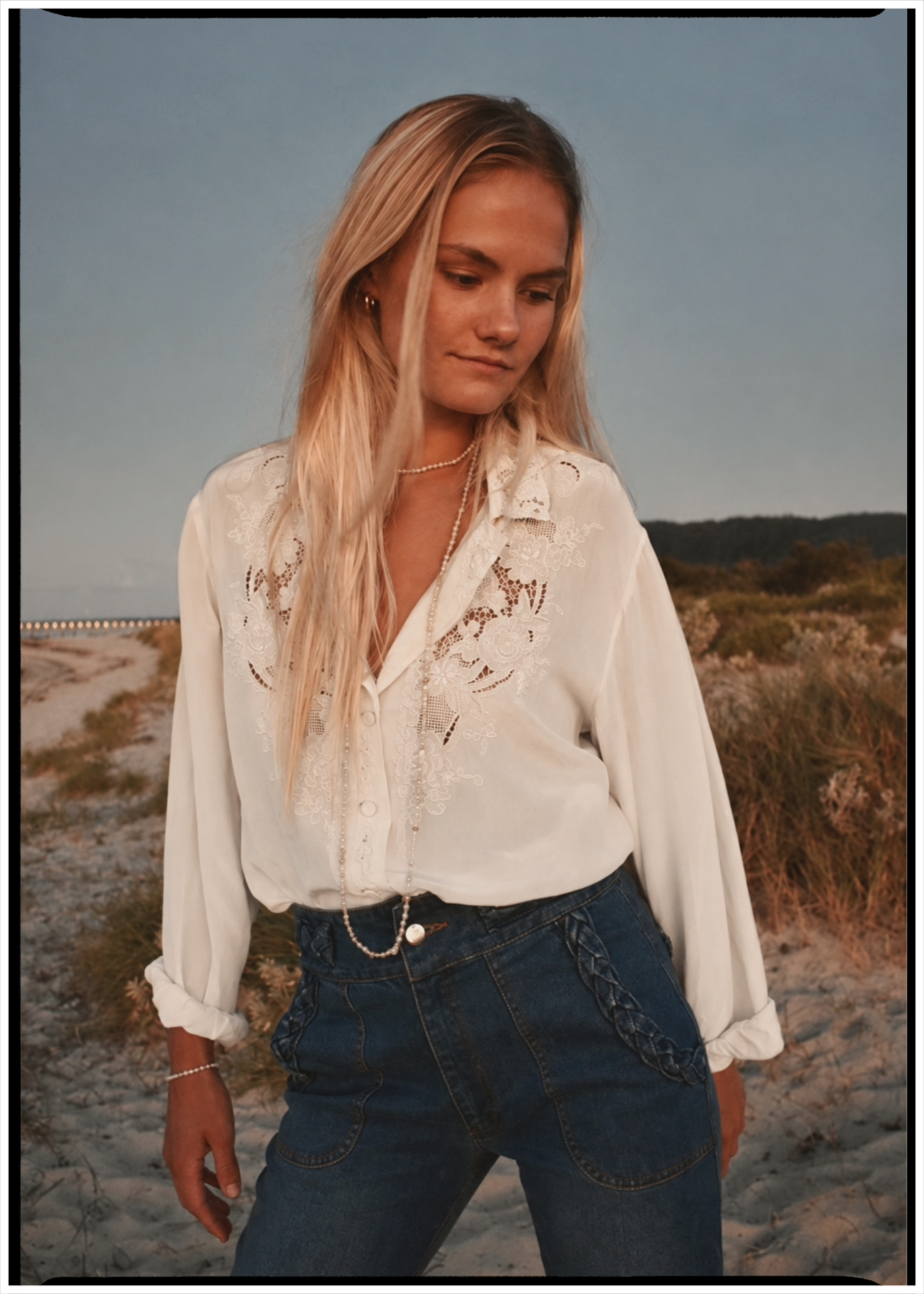 Tilia Silk Cut-Work Embroidered Shirt ~ Antique White