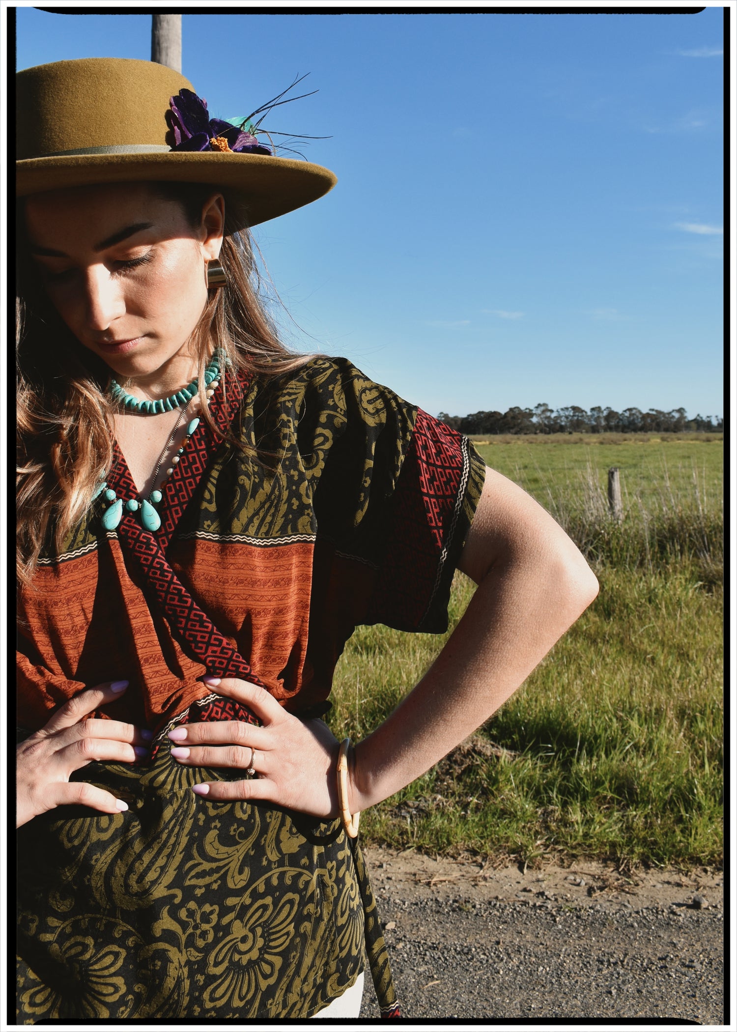 Bassia Silk Crepe Cross Tie Front Blouse ~ Mosstone S