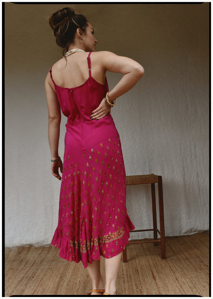 Rumex Silk Slip Dress ~ Flambe M