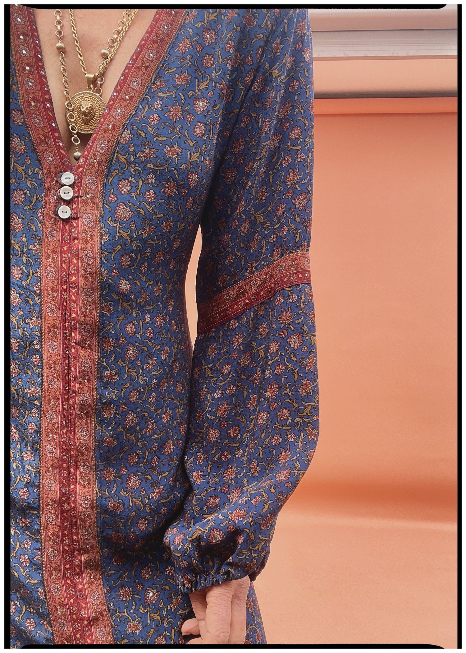 Zea Silk Crepe Kaftan Maxi Dress ~ Astral L