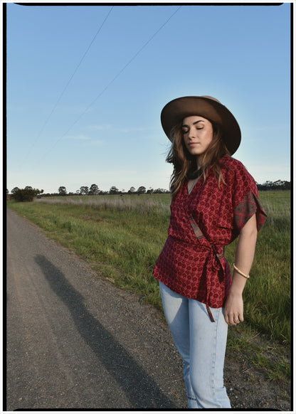 Bassia Silk Crepe Cross Tie Front Blouse ~ Georgia L