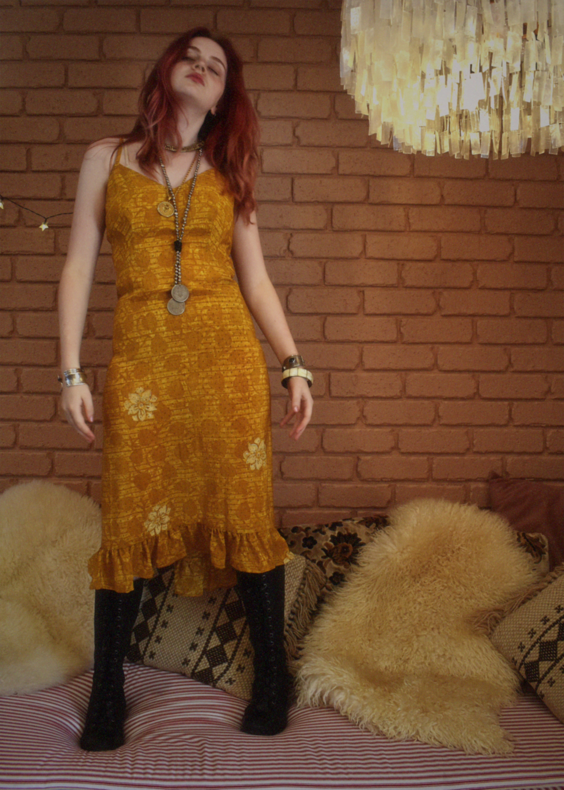 Rumex Silk Slip Dress ~ Honey XL