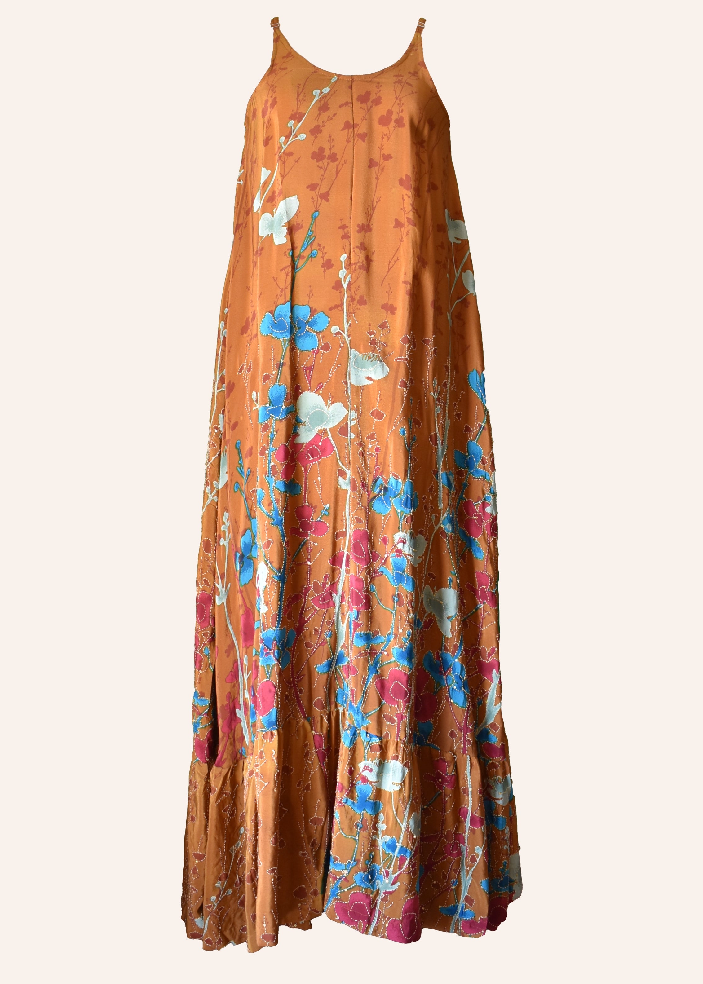 Eustoma Silk Crepe Swing Maxi Dress ~ Ginger L