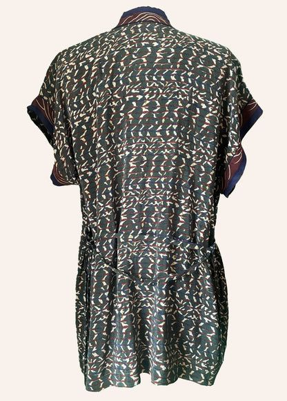 Pilea Silk Crepe Wrap Kimono Top ~ Cactus L/XL