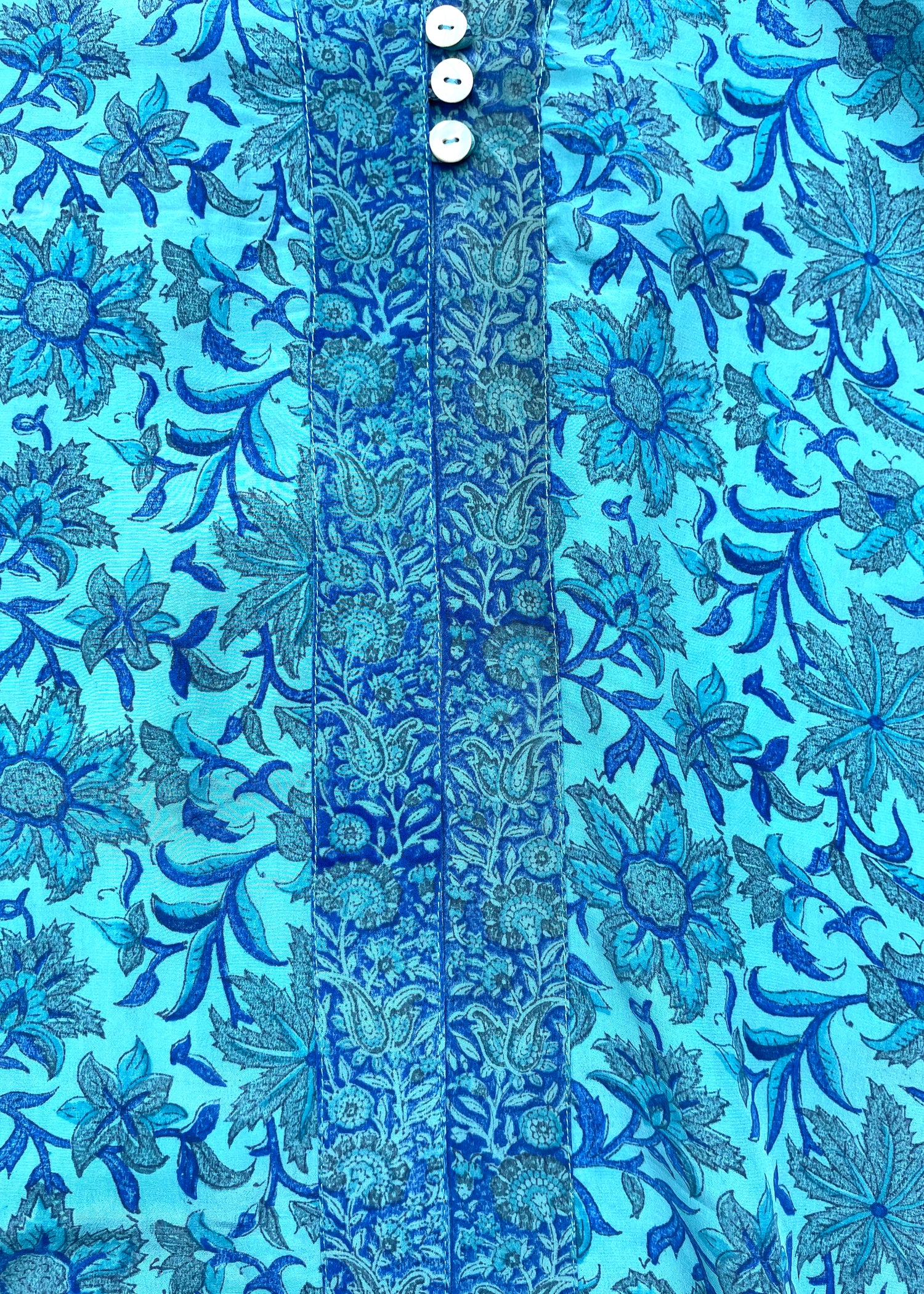Zea Silk Crepe Kaftan Maxi Dress ~  Pacific XL
