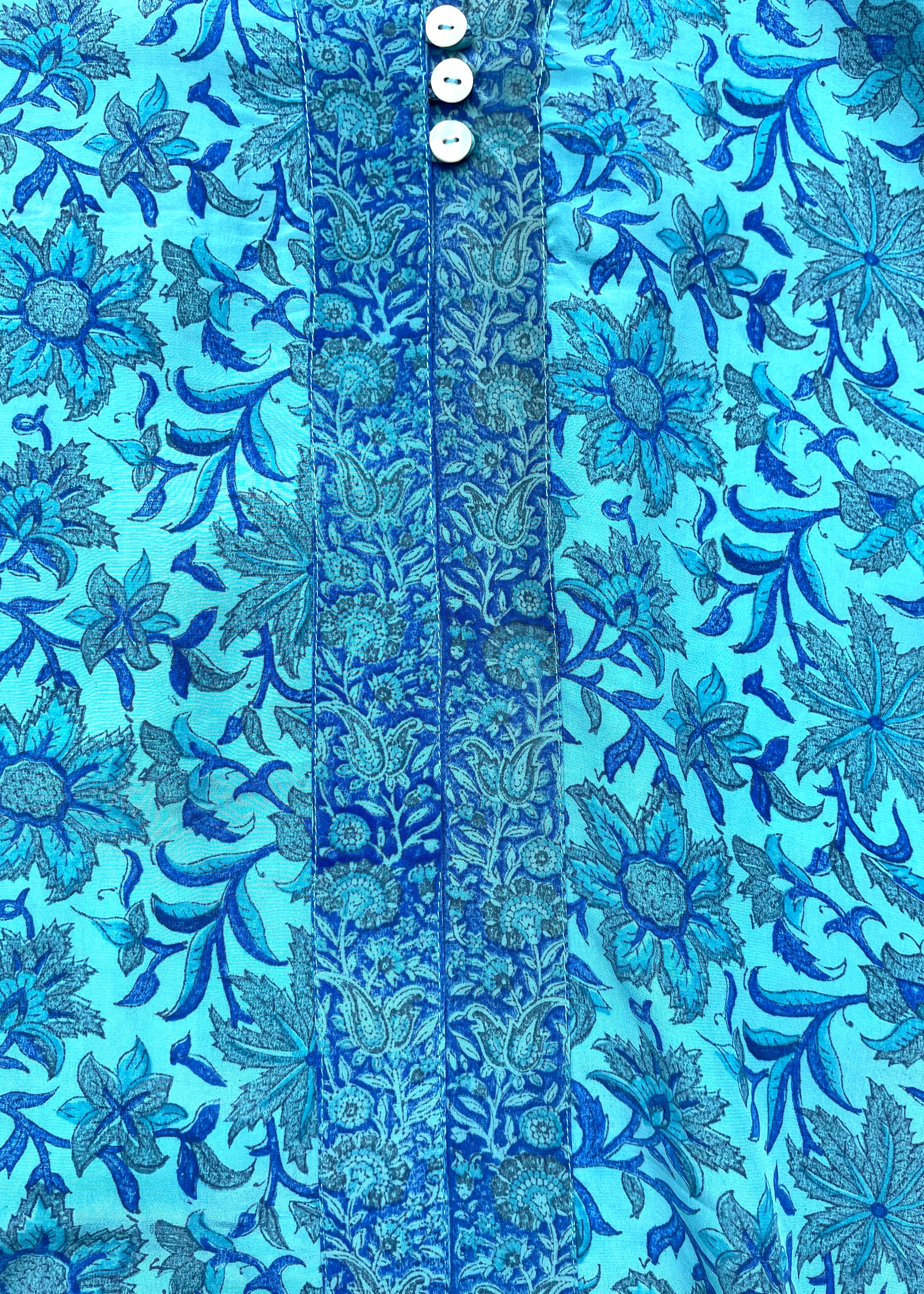 Zea Silk Crepe Kaftan Maxi Dress ~  Pacific XL