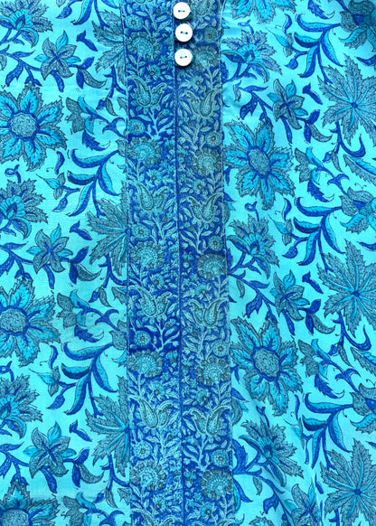 Zea Silk Crepe Kaftan Maxi Dress ~  Pacific XL