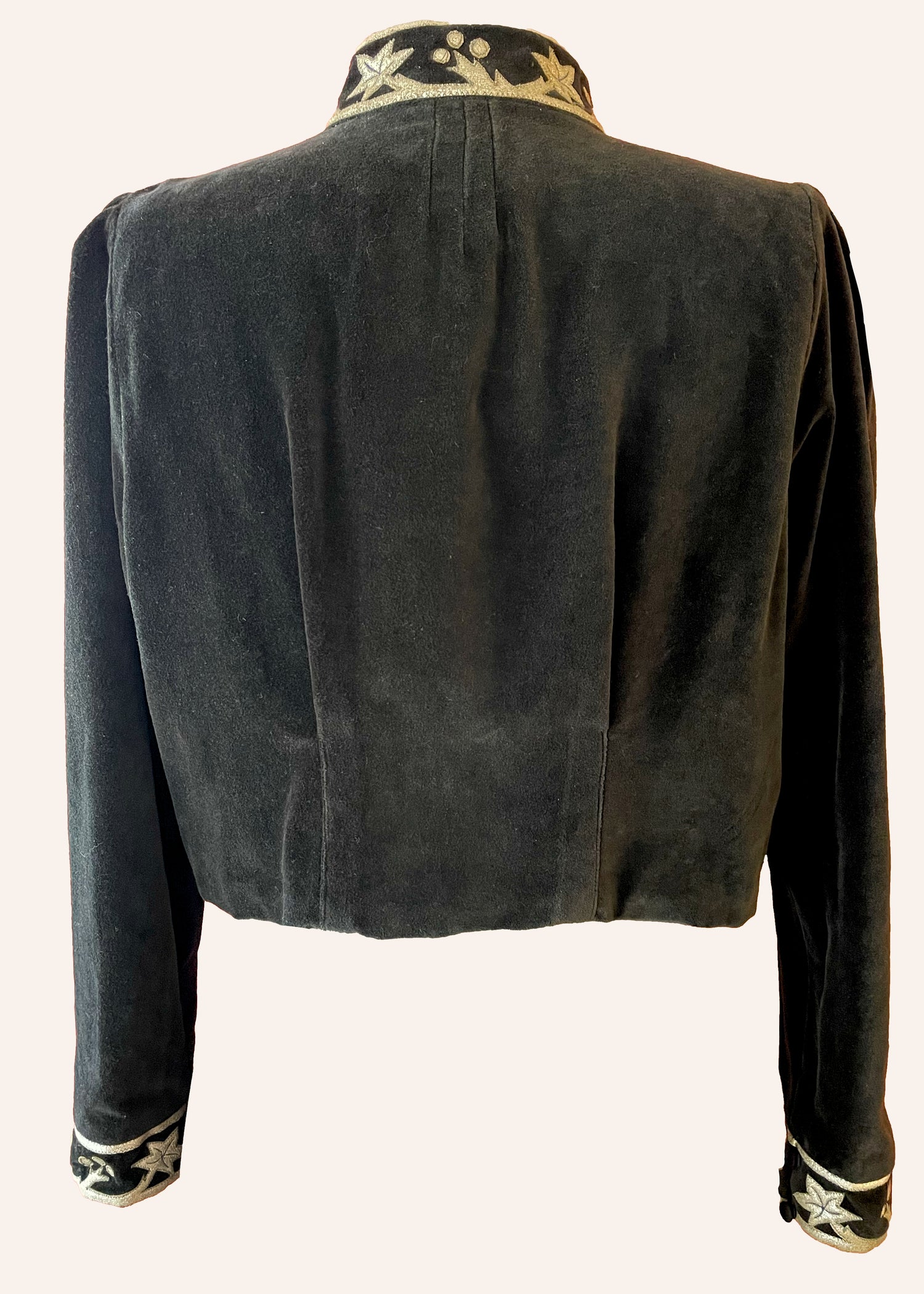 Hypoxis Velvet and Leather Applique Jacket