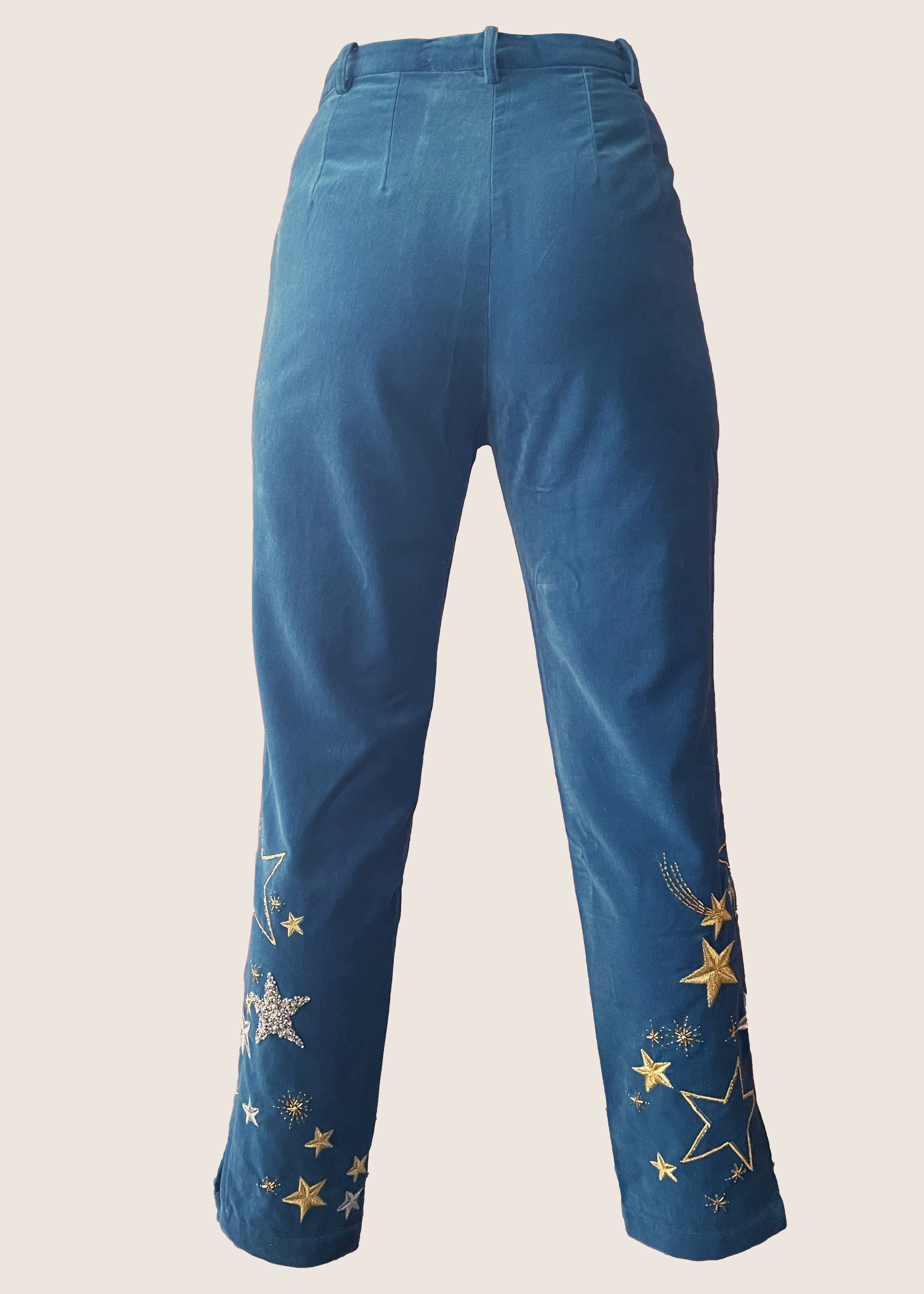 Cosmos Applique Velvet Pants