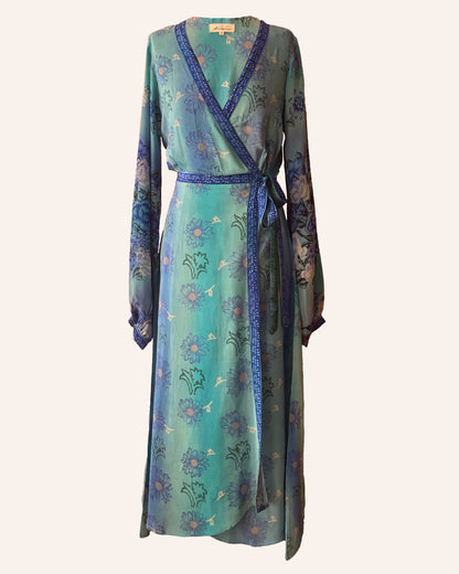 Caladium Silk Wrap Dress ~ Topaz S