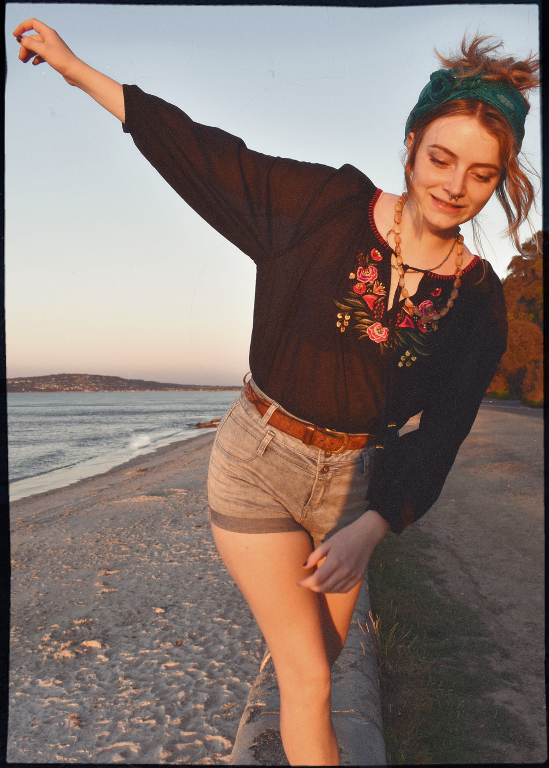 Potentilla Embroidered Cotton Peasant Top