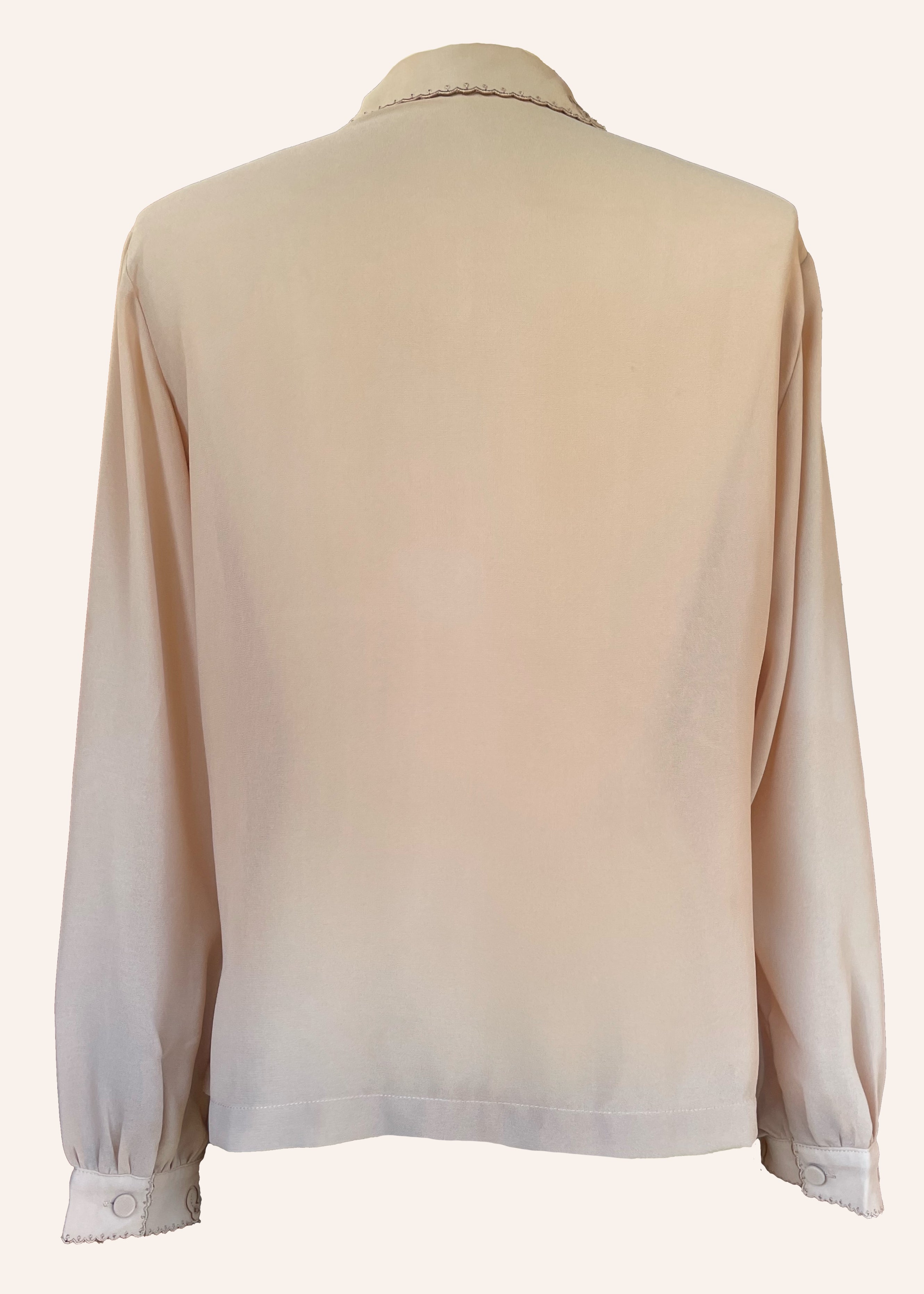 Tilia Silk Crepe Cut-Work Embroidered Shirt ~ Nougat
