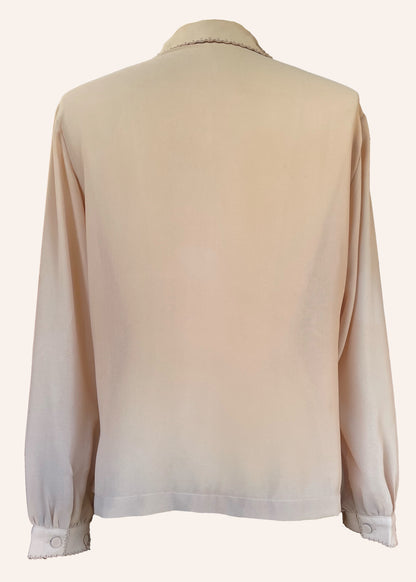 Tilia Silk Crepe Cut-Work Embroidered Shirt ~ Nougat