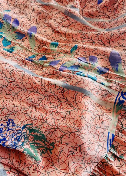 Silk crepe recycled repurposed vintage saree sari silk swing dress vintage style inspired maxi. The Outlaw Dame