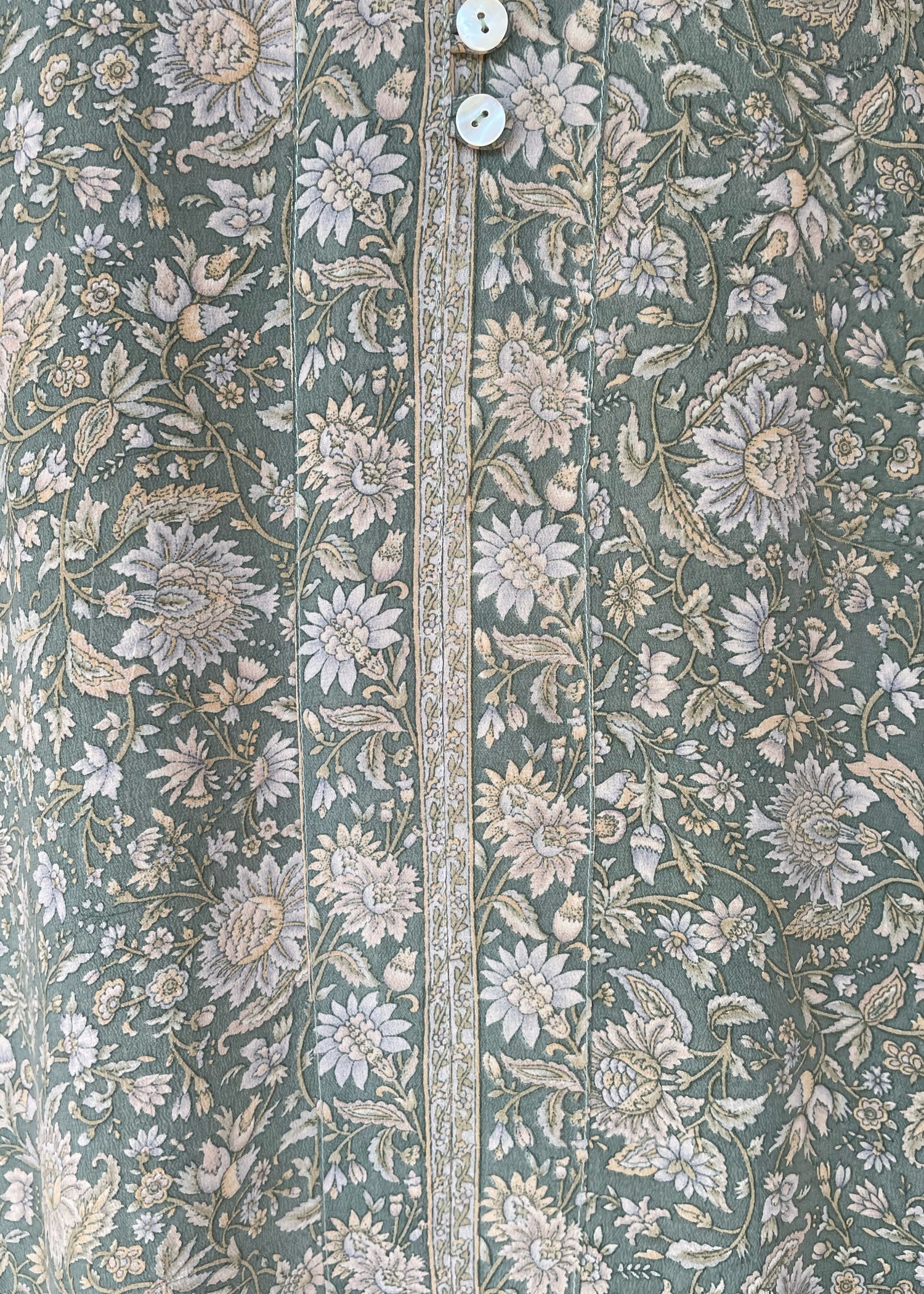 Zea Silk Crepe Kaftan Maxi Dress ~  Sea Mist M