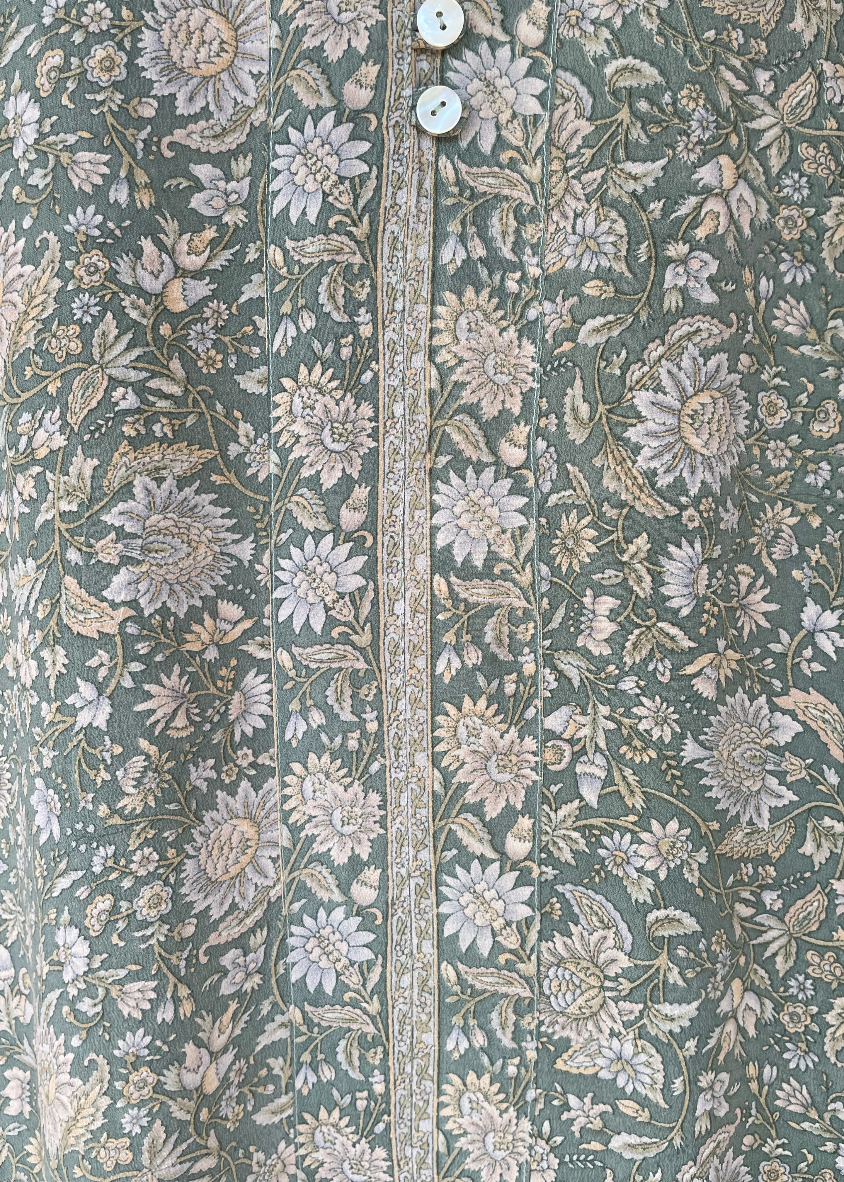 Zea Silk Crepe Kaftan Maxi Dress ~  Sea Mist M