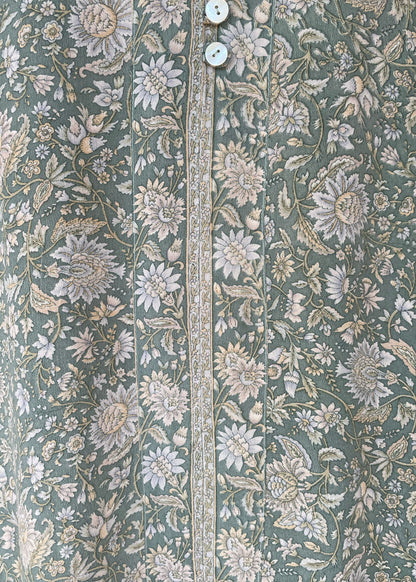 Zea Silk Crepe Kaftan Maxi Dress ~  Sea Mist M