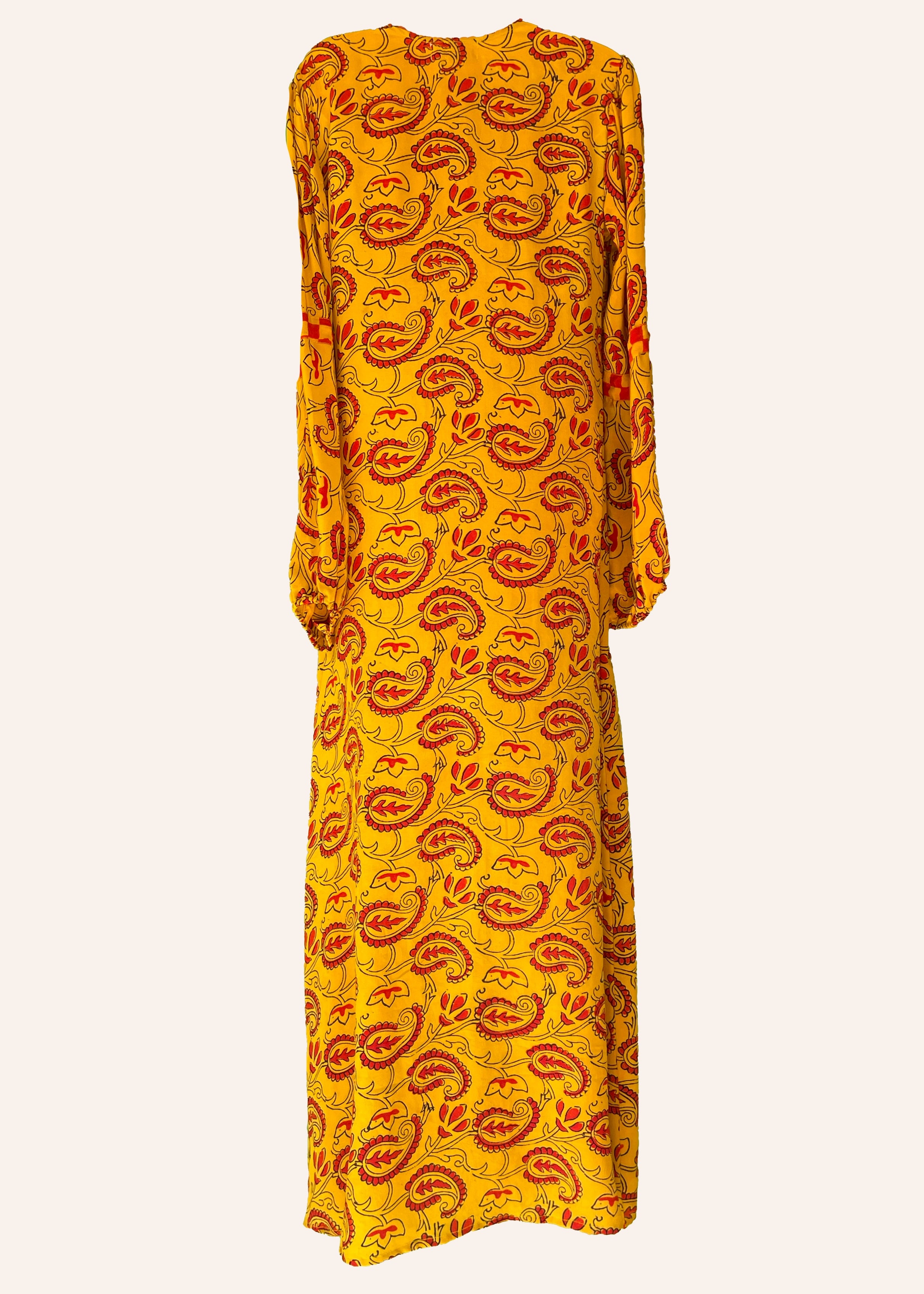 Zea Silk Crepe Kaftan Maxi Dress ~  Fusion XS