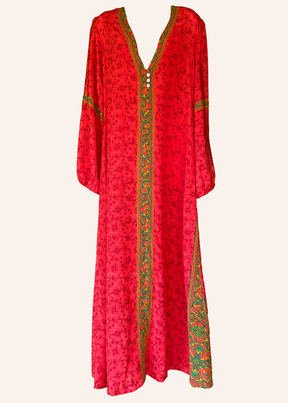 Zea Silk Crepe Kaftan Maxi Dress ~  Ibis S, M &amp; XL