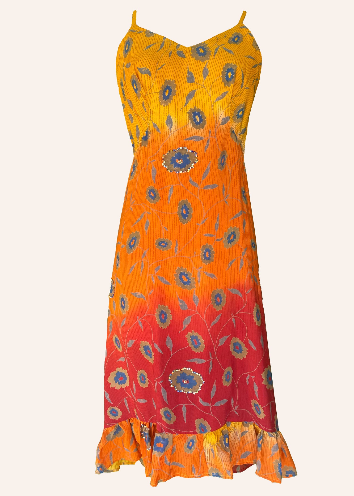 Rumex Silk Slip Dress ~ Tequila Sunrise S